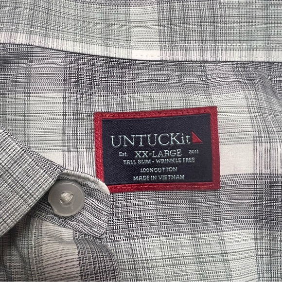 UNTUCKit 100% Cotton Plaid Button Down Shirt Wrinkle Free Tall Slim Size XXL - Picture 4 of 13
